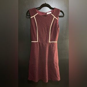 THML Maroon and Tan A Line Work/Cocktail Knee Length Dress